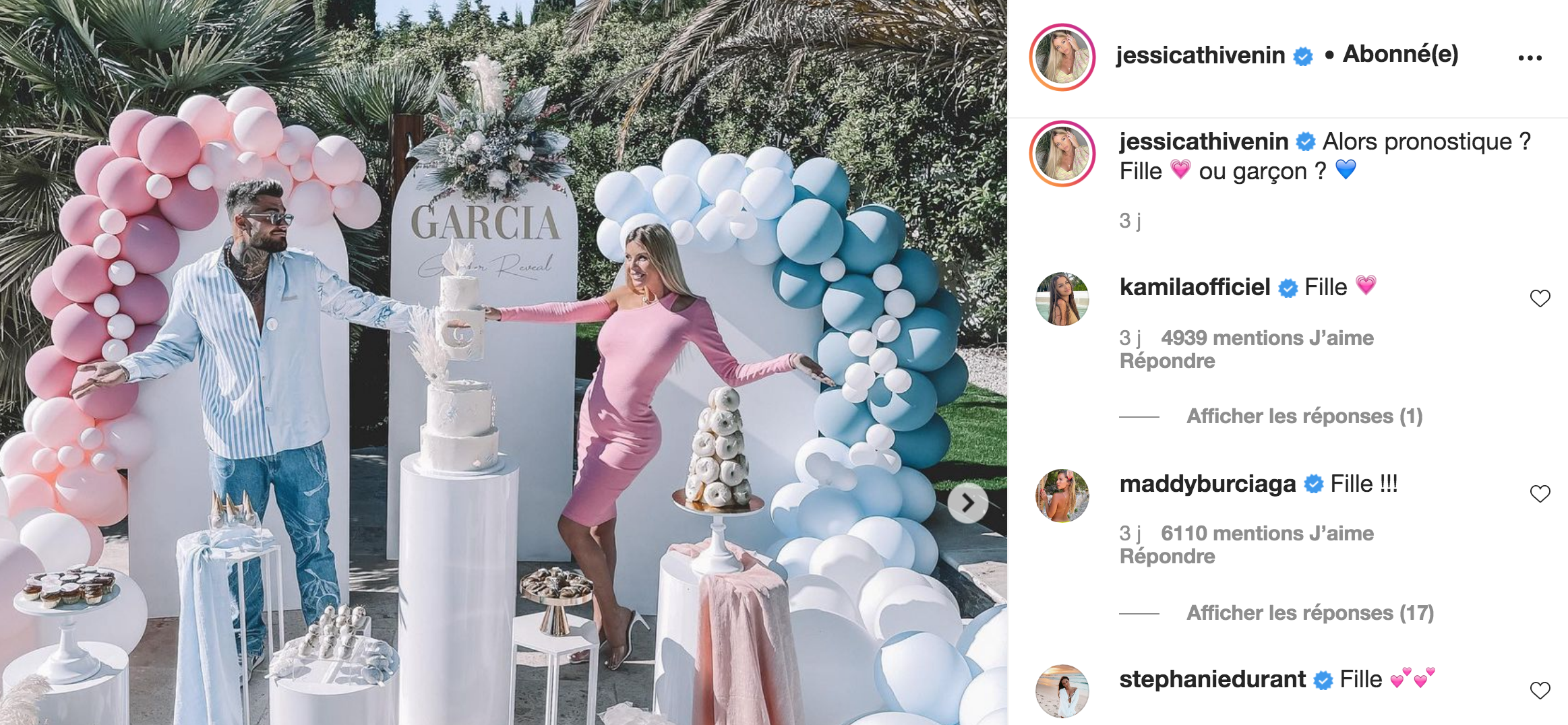  Jessica Thivenin et Thibault Garcia révèlent le genre de leur bébé @ Instagram