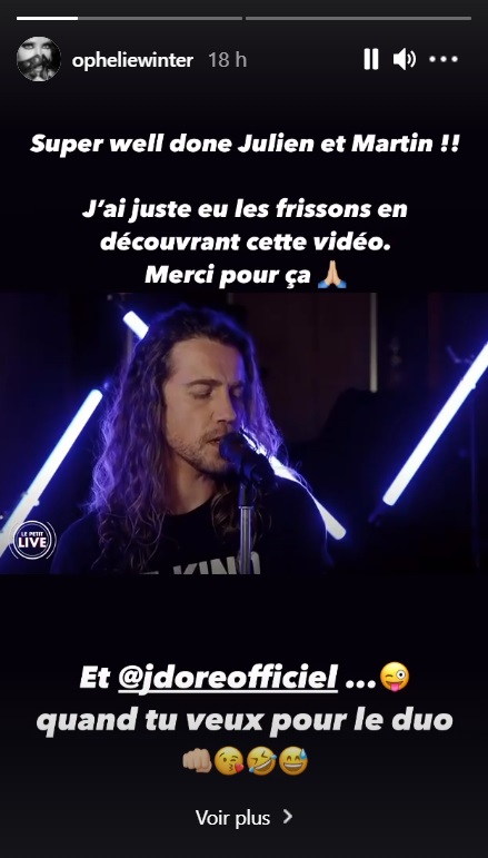 Julien Doré bientôt en duo avec Ophélie Winter ? La chanteuse lui envoie un message !