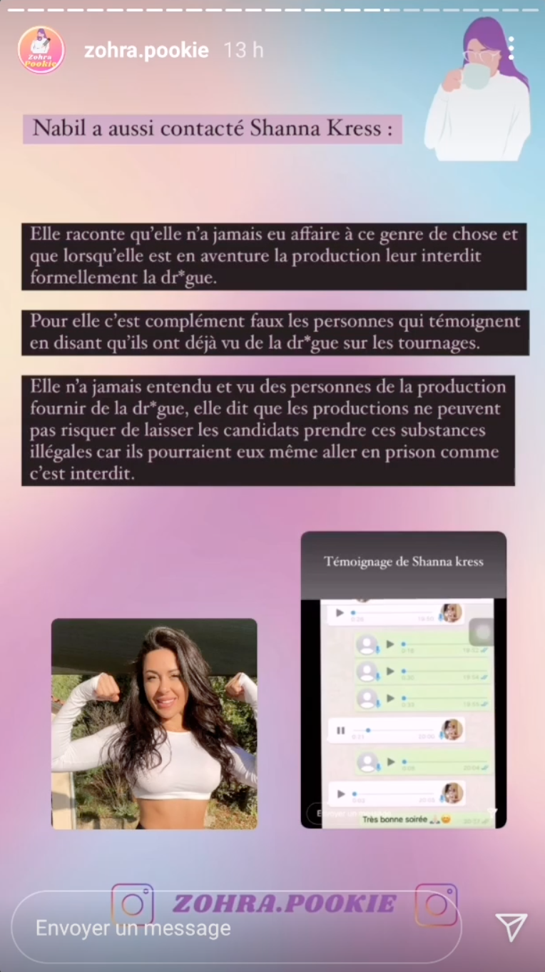  Shanna Kress prend la parole sur la polémique liée à la drogue dans la télé-réalité @ Instagram