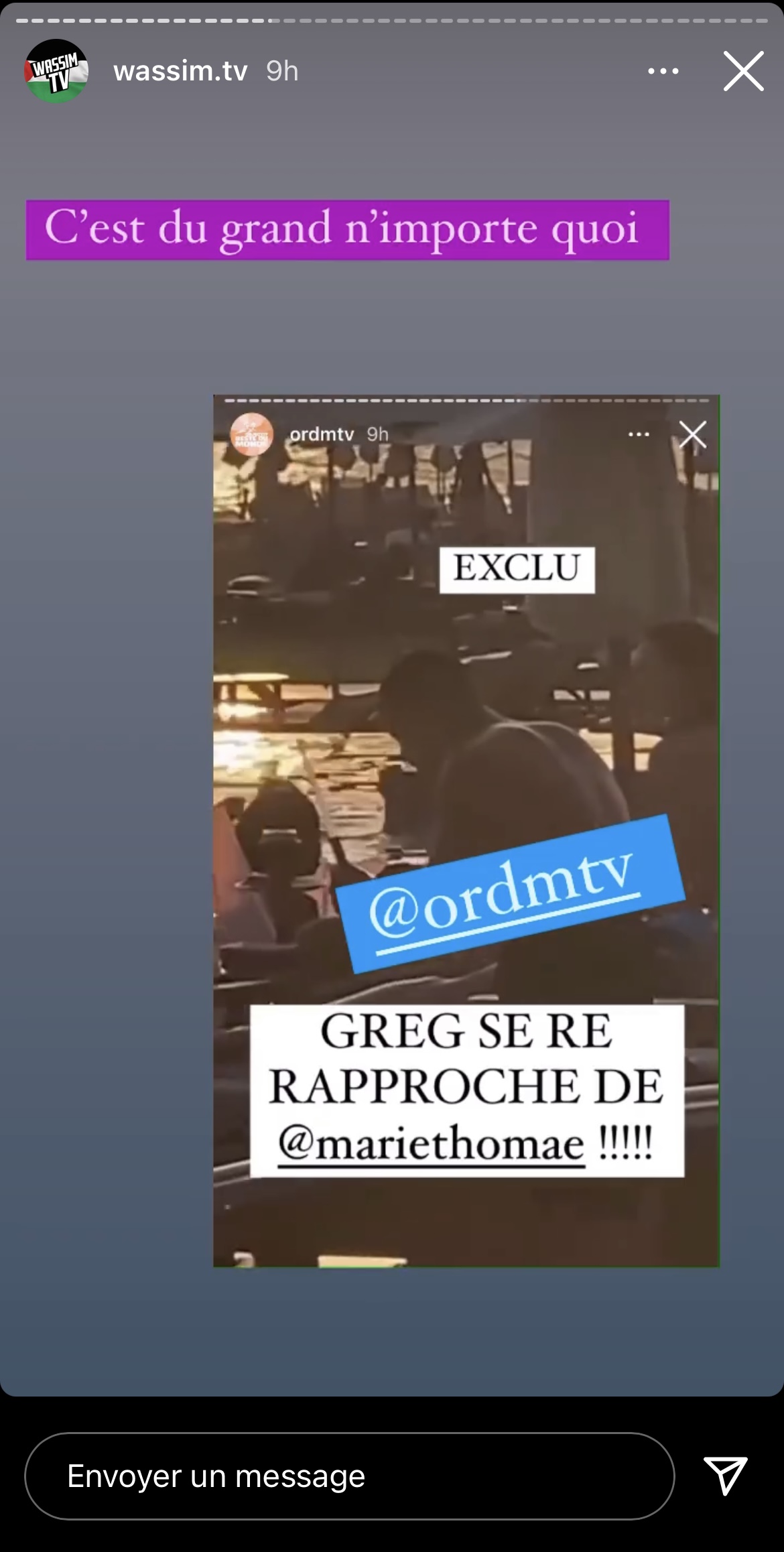  Greg se rapproche de Marie Thomae @ Instagram