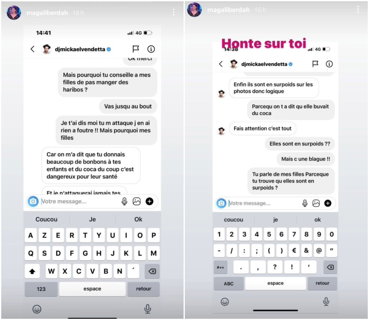  Magali Berdah dévoile sa conversation avec Mickael Vendetta @Instagram