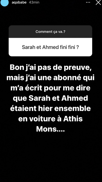  Les révélations d'Aqababe au sujet de Sarah Fraisou et Ahmed @Instagram