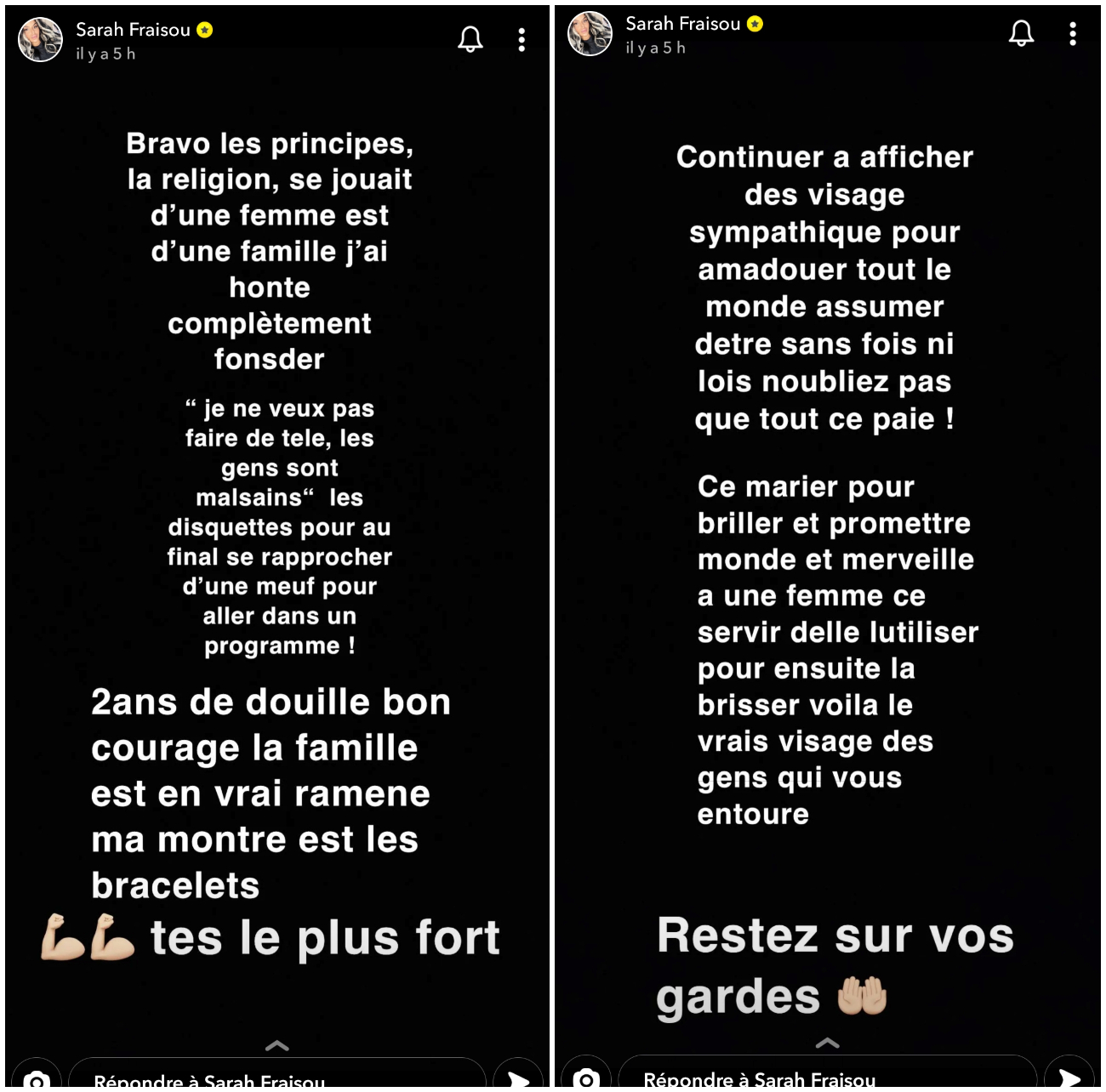  Sarah Fraisou réagit au rapprochement entre son ex Ahmed et Lila @Snapchat