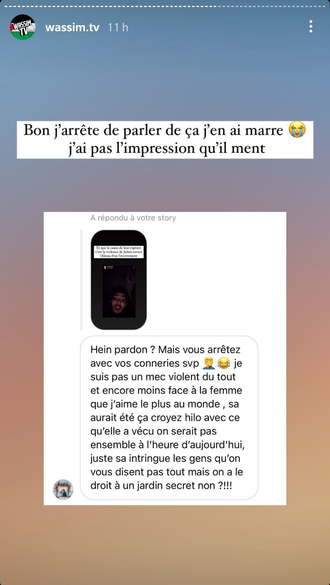  Julien Bert dément les rumeurs lancées par Nabil @Instagram