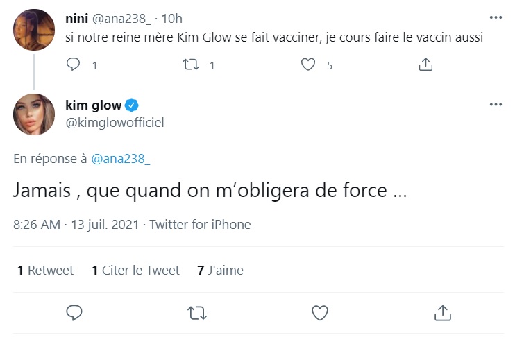 Covid-19 : Kim Glow sur le point de se faire vacciner ? Sa réponse est sans appel !