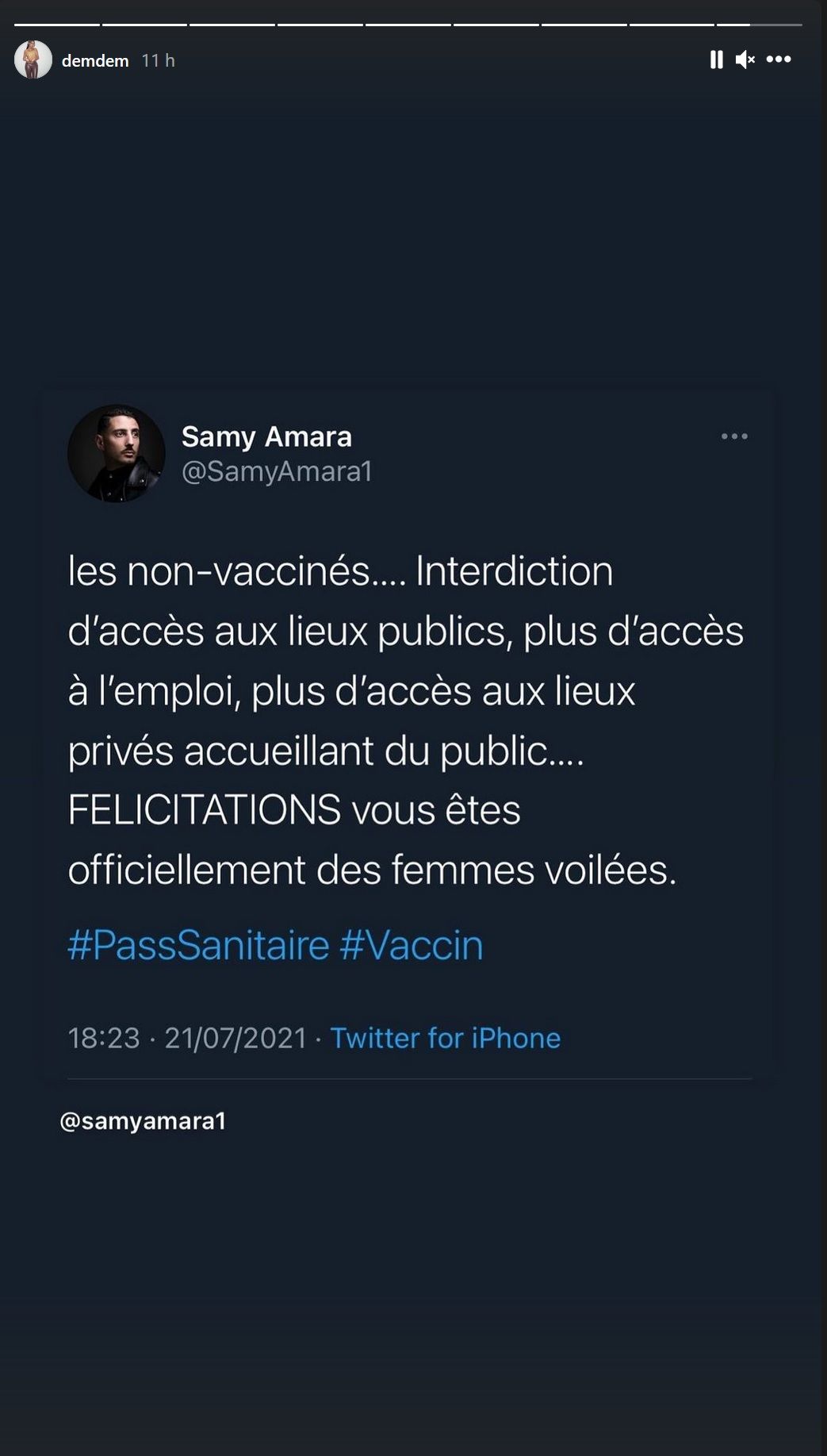 Gims : Sa compagne Demdem s’amuse de la comparaison entre les non-vaccinés et les femmes voilées