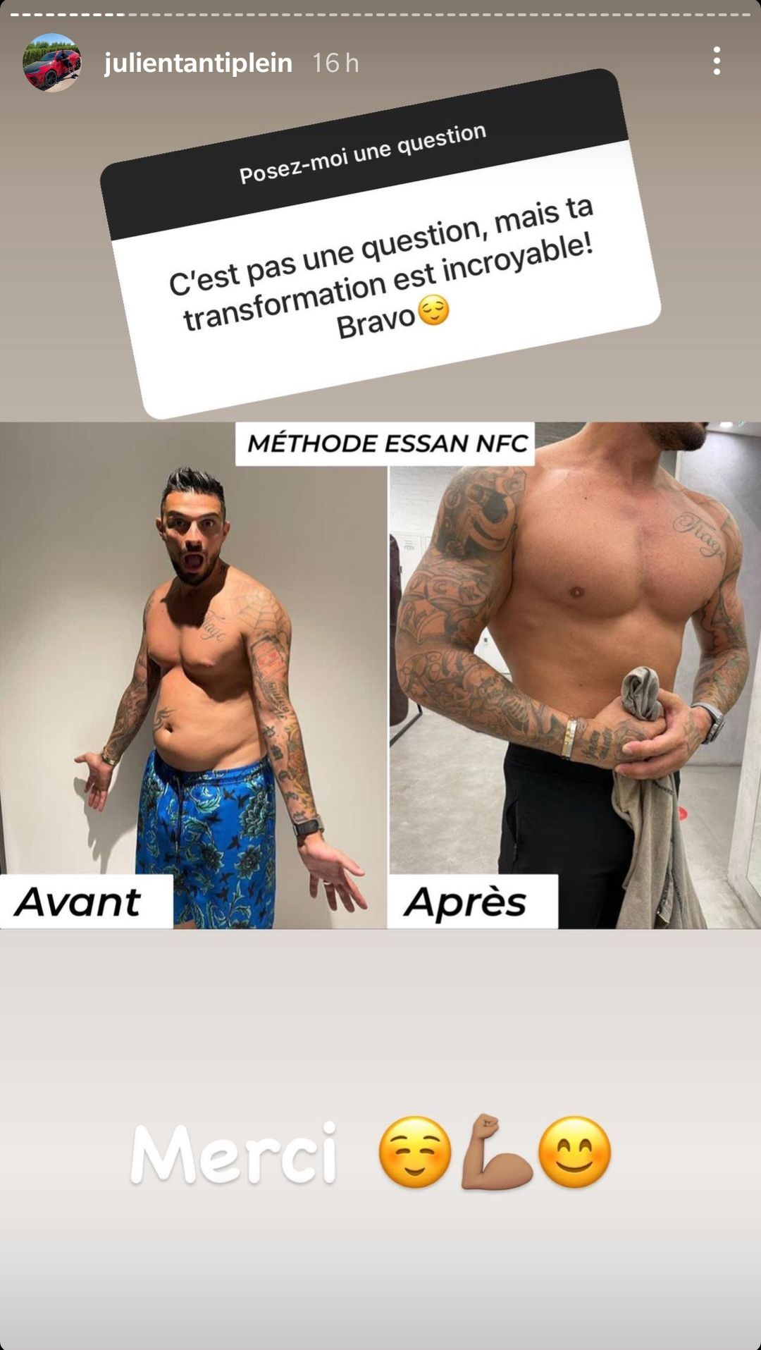  La transformation physique de Julien Tanti @Instagram