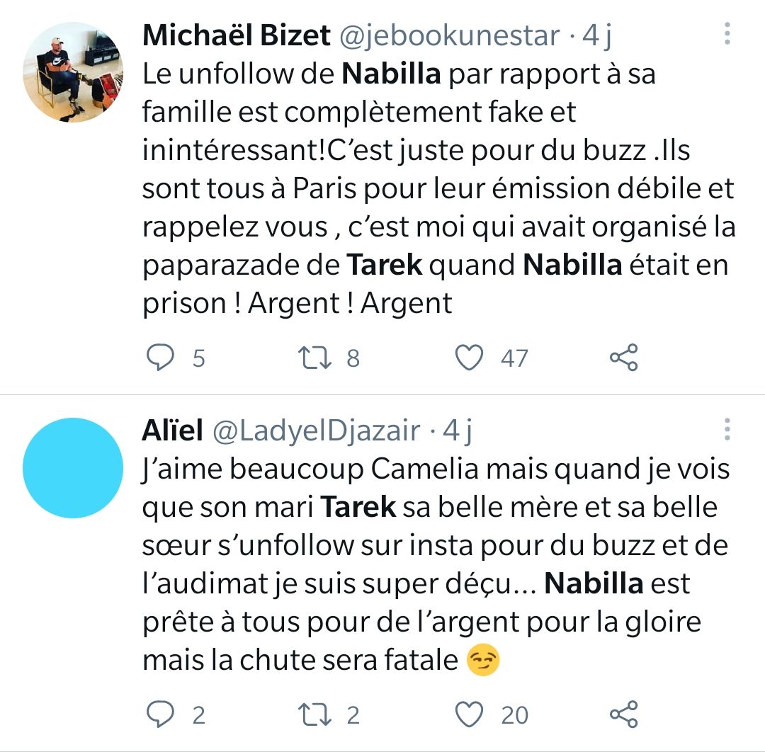  Le tweet aimé par Nabilla qui tacle Tarek @Twitter