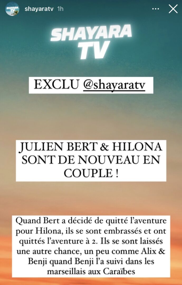  Hilona Gos et Julien Bert @Instagram