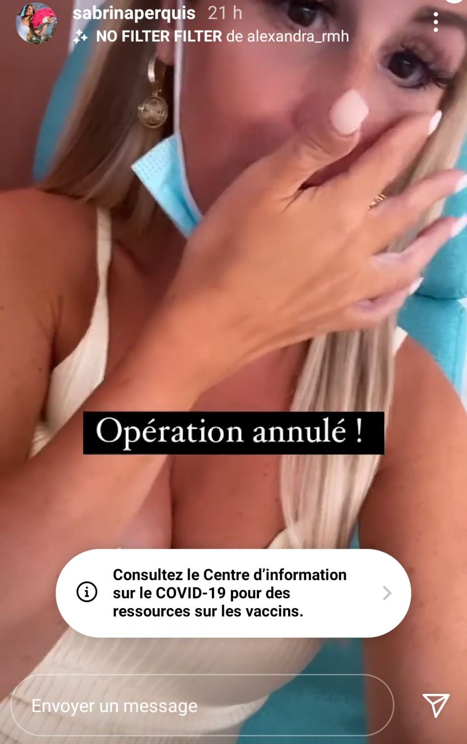  Sabrina Perquis dévoile que son opération a dû être reportée @Instagram