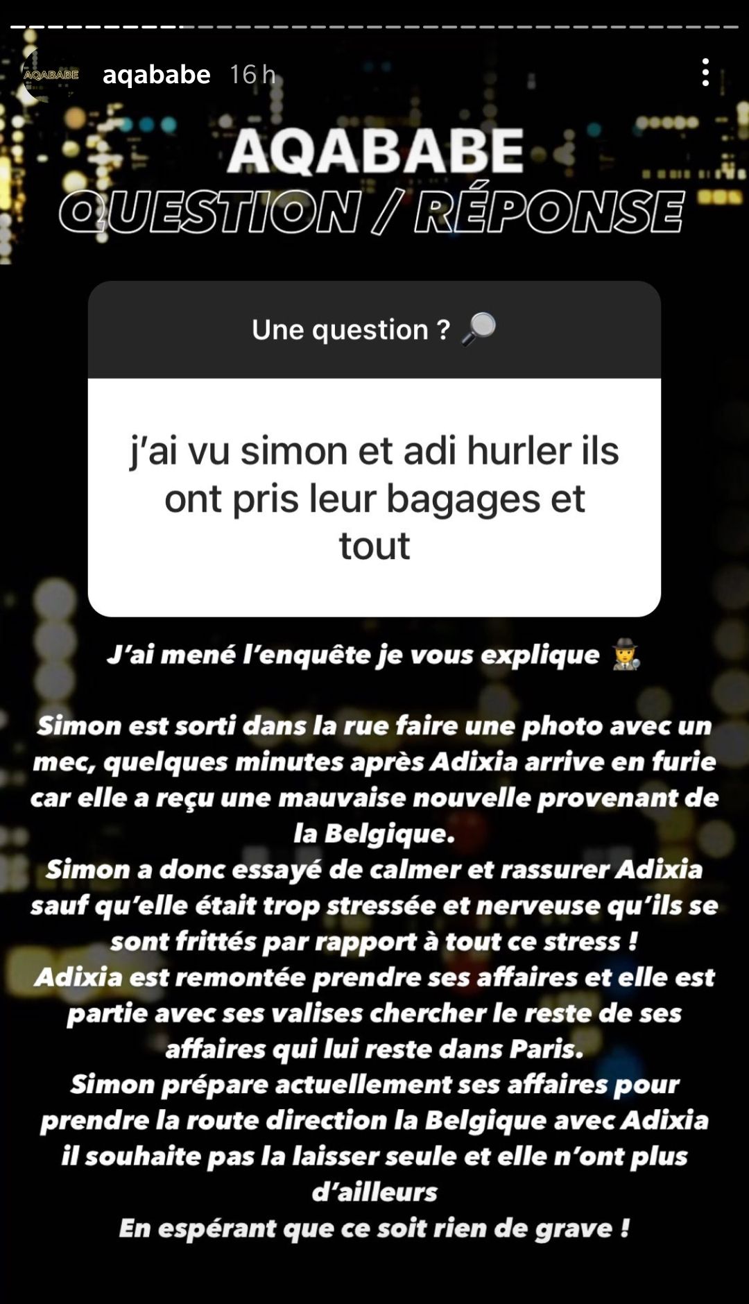  Aqababe balance sur Adixia et Simon Castaldi @Instagram