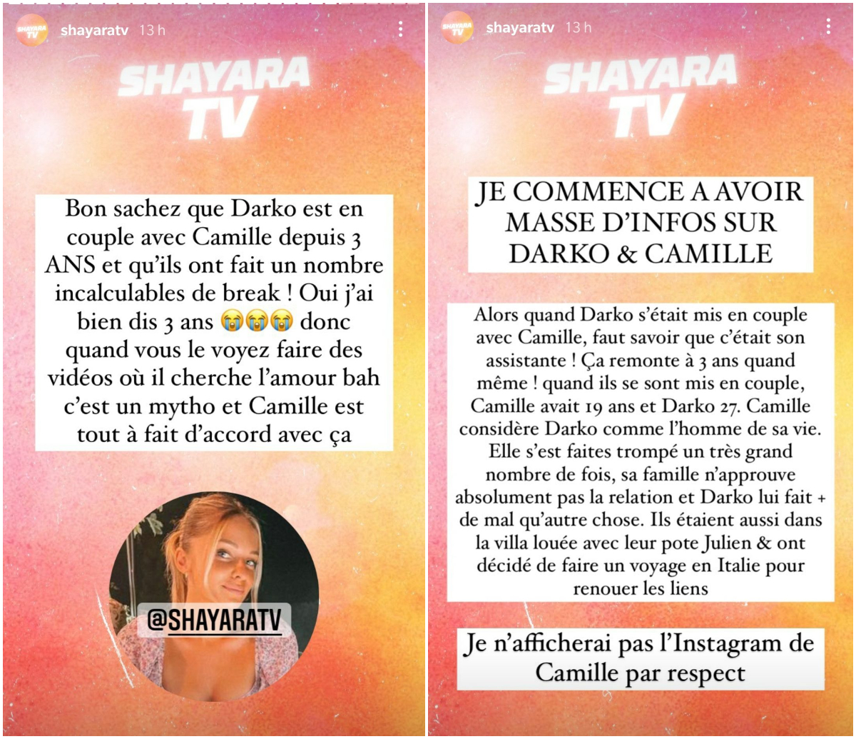  Shayara TV balance sur Darko @Instagram