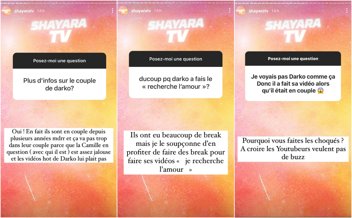  Shayara TV balance sur Darko @Instagram