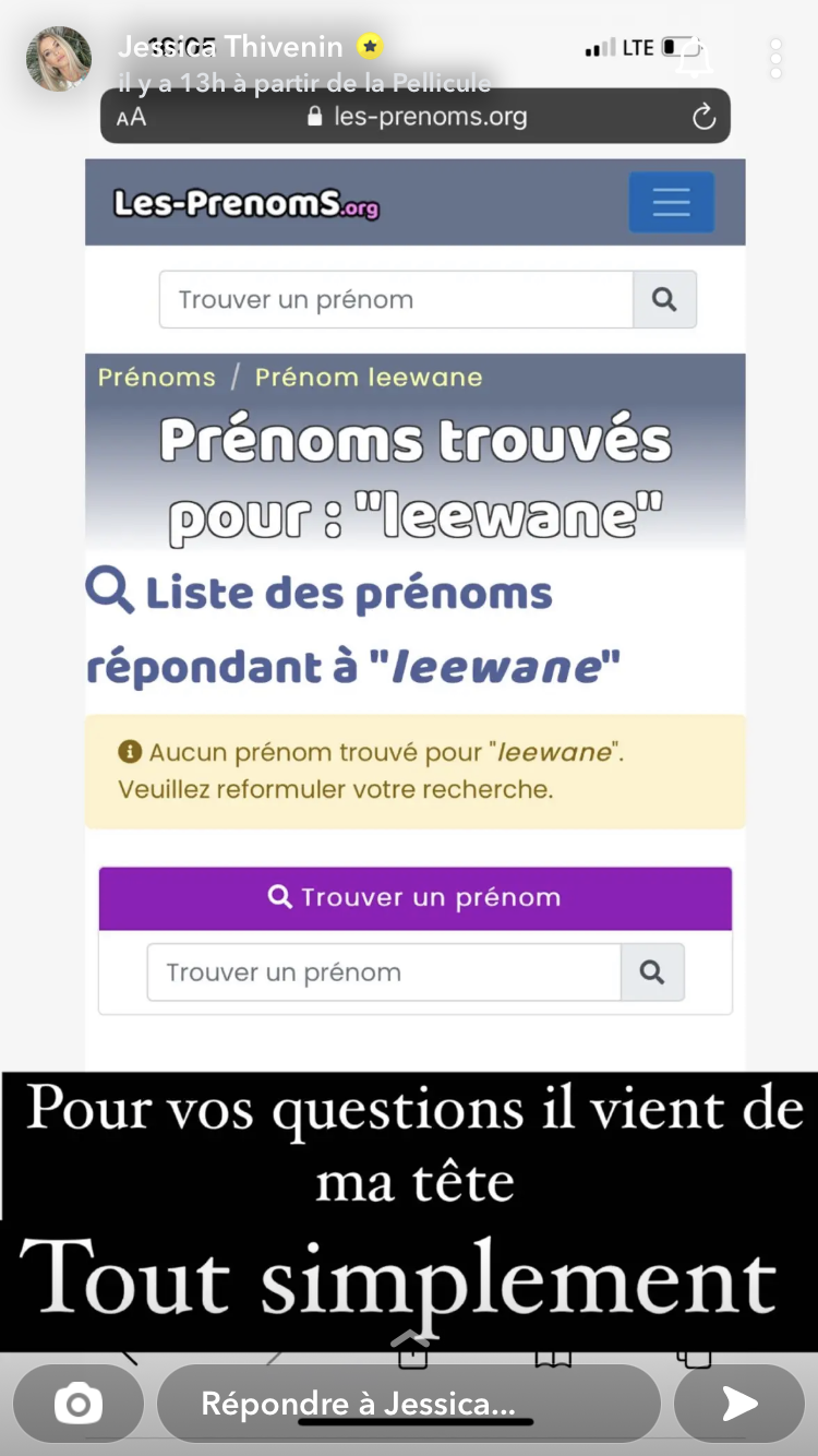 Jessica Thivenin : Elle explique d’où lui est venue l’idée du prénom de sa fille, Leewane