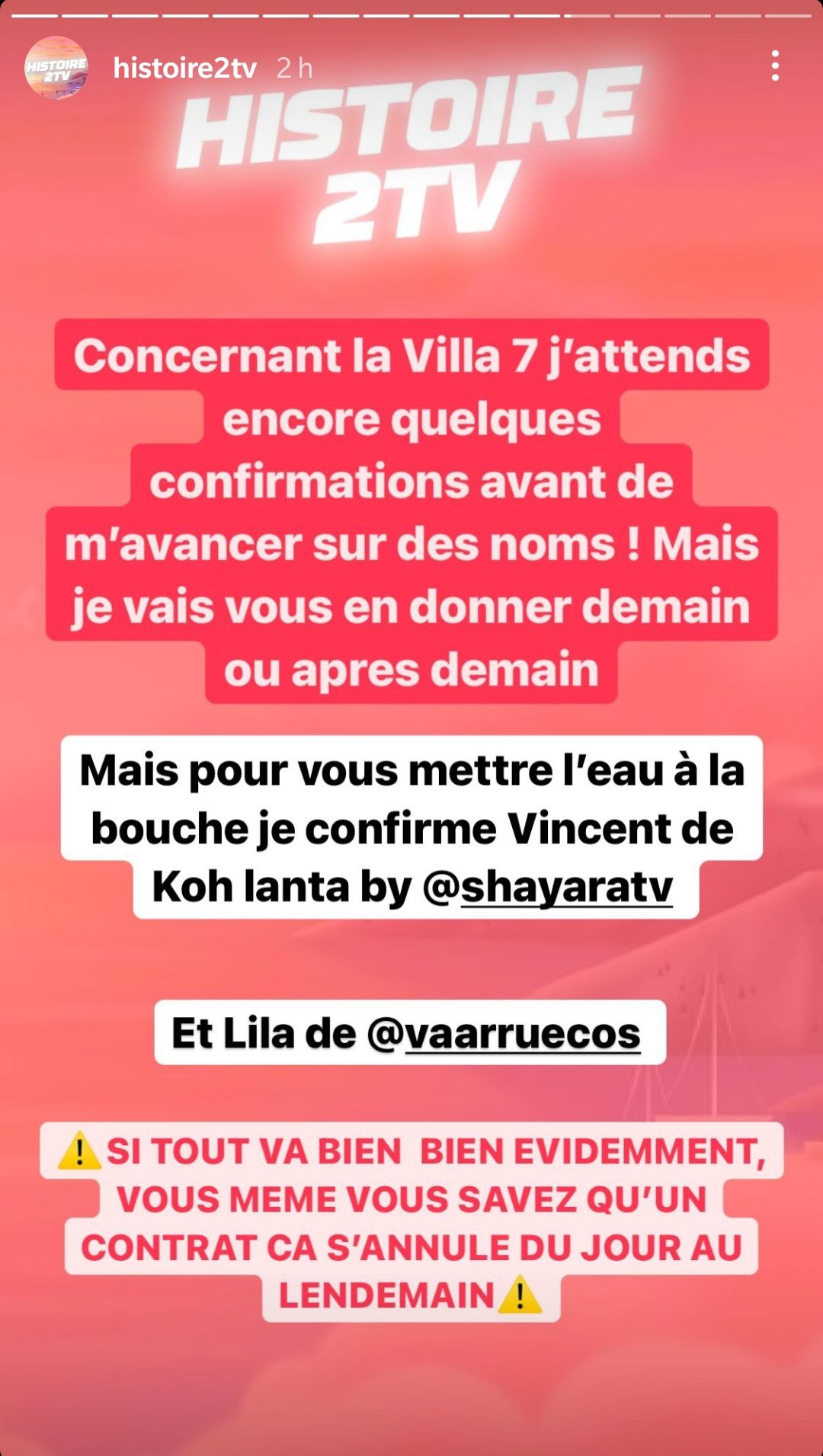  Vincent dans LVDCB ? @Instagram