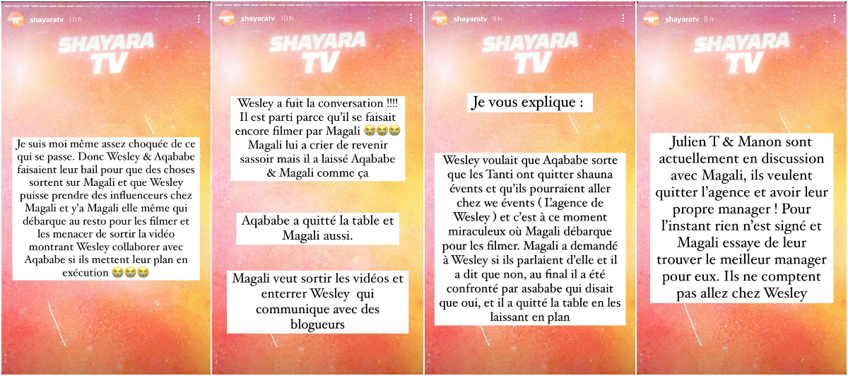  Les infos de Shayara TV sur la guerre entre Magali Berdah et Wesley Nakache @Instagram