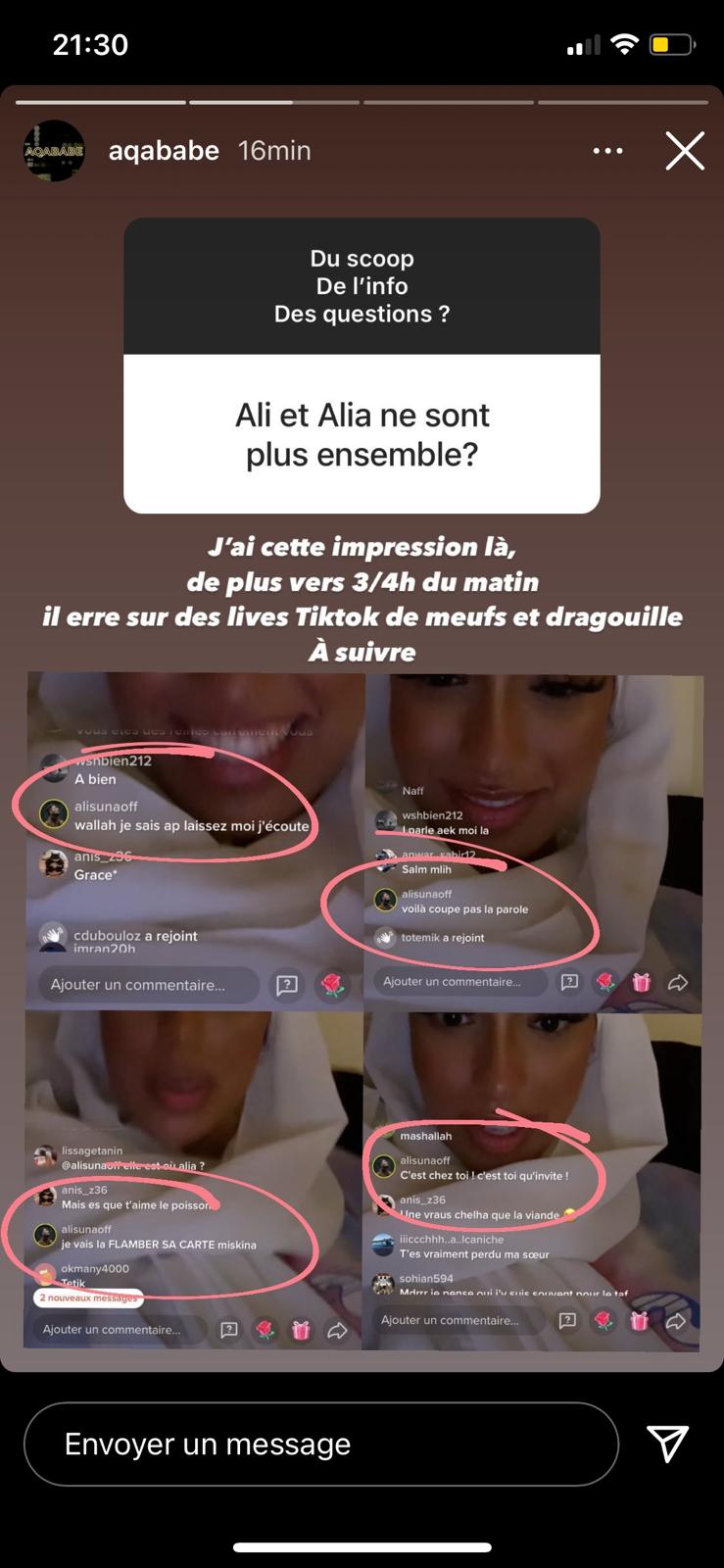  Ali Suna et Alia Chergui séparés ? @Instagram