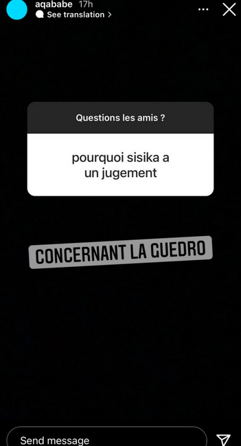  Aqababe fait des révélations au sujet de Sisika @Instagram