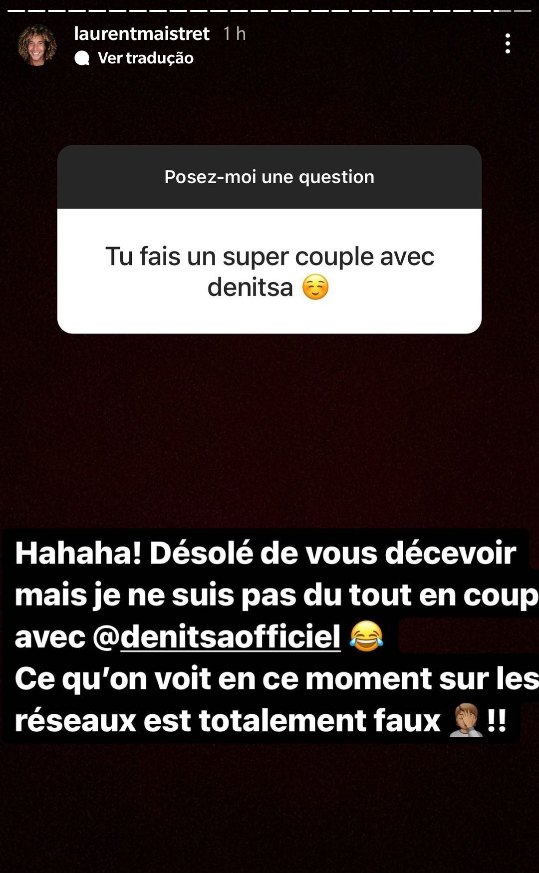  Laurent Maistret en couple avec Denitsa Ikonomova ? Il dément ! @Instagram