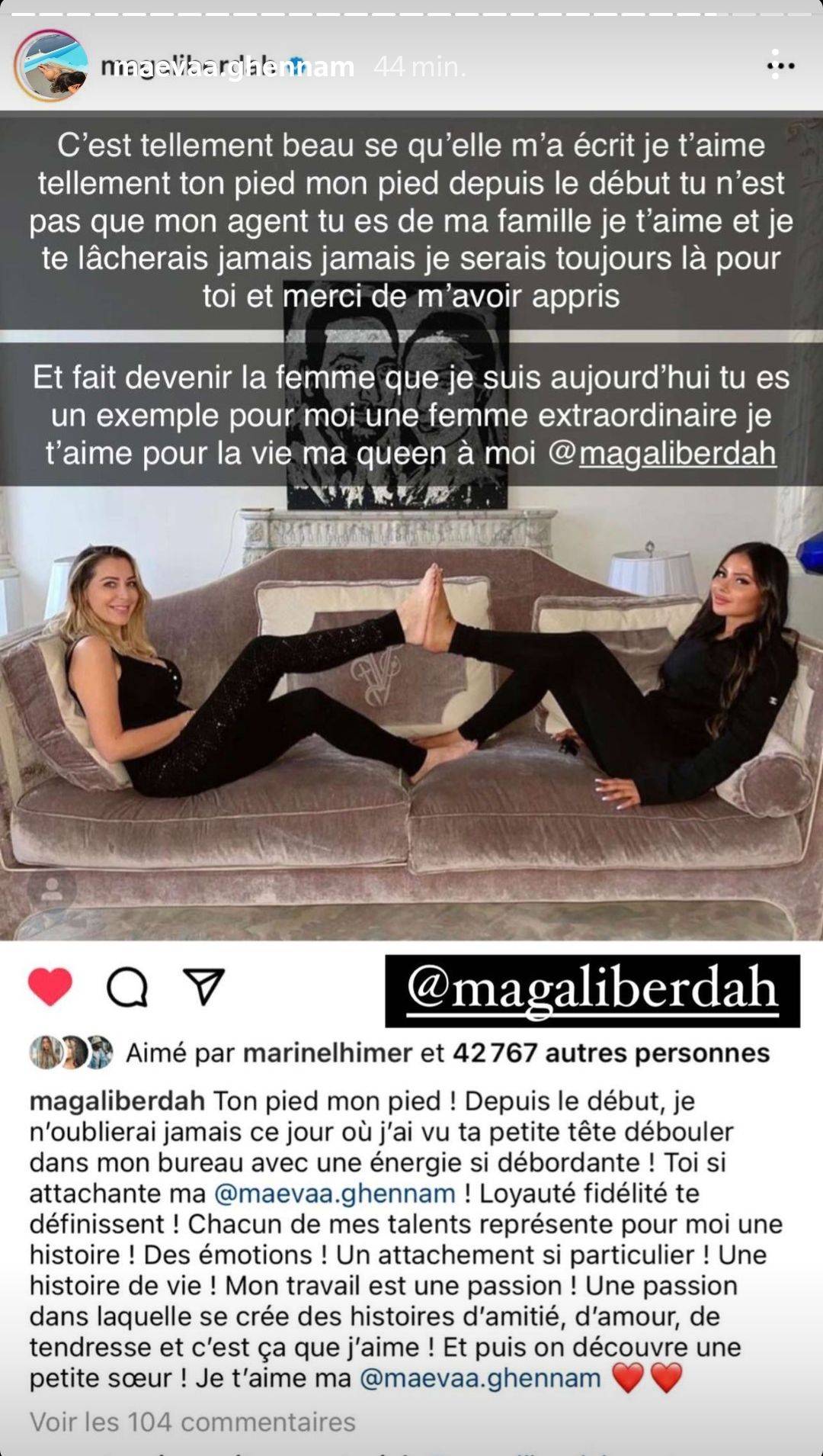  Maeva Ghennam répond à la déclaration de Magali Berdah @Instagram