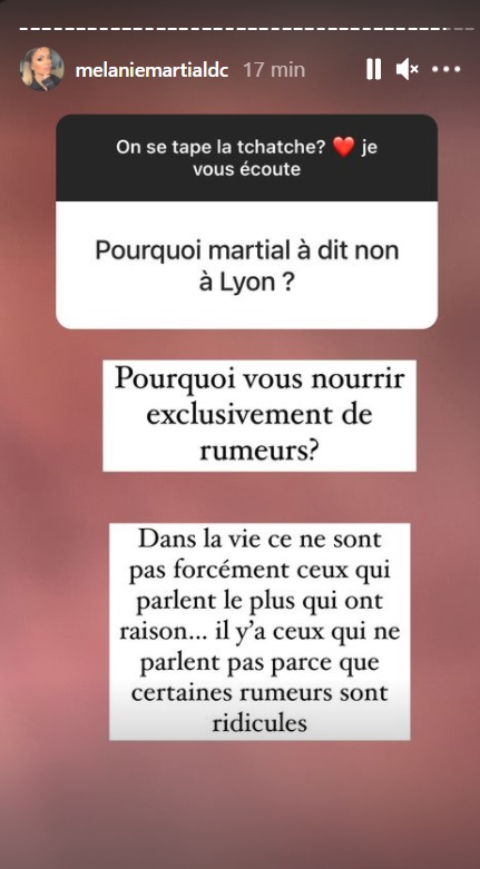 Mélanie Da Cruz prend la défense de son mari Anthony Martial : "Certaines rumeurs sont ridicules"