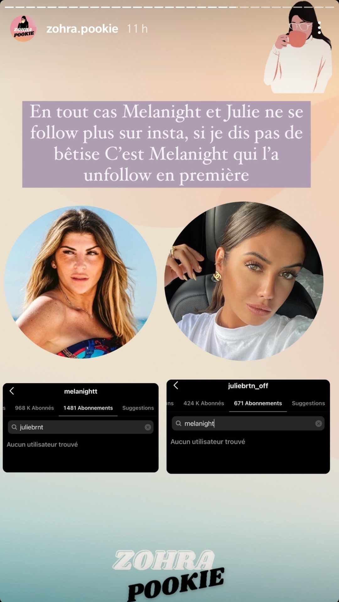  Julie et Mélanight ne se suivent plus sur les réseaux sociaux @Instagram