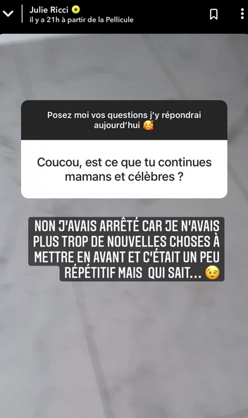  Julie Ricci se confie sur son départ de Mamans &amp; Célèbres @Instagram