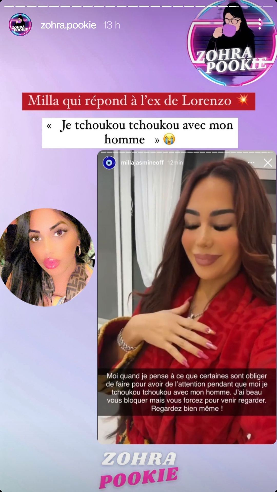  L'ex de Lorenzo tacle Milla Jasmine, l'accusant de la critiquer sur la toile @Instagram