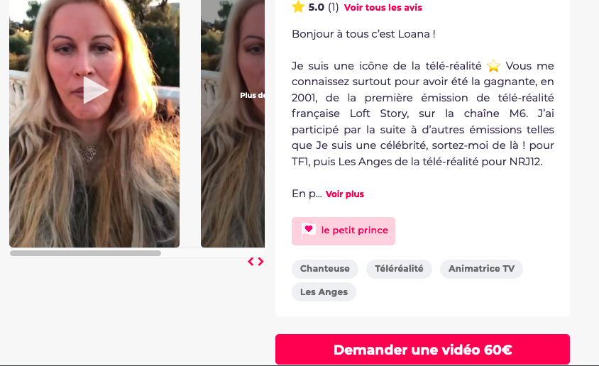  Loana très fière de son nouveau service vidéo @Instagram