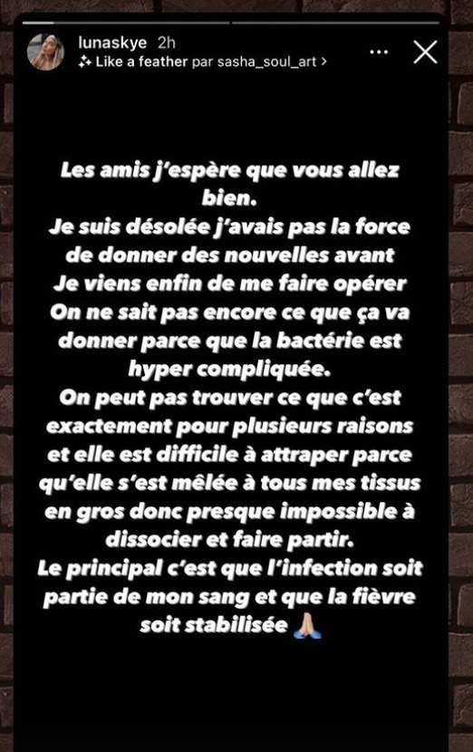  Le long message de Luna Skye @Instagram