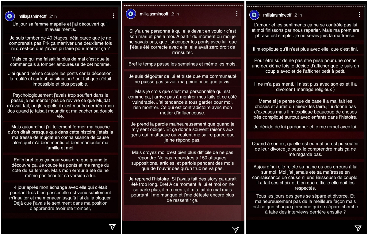  Milla Jasmine prend la parole au sujet des rumeurs sur sa relation avec Lorenzo @Instagram