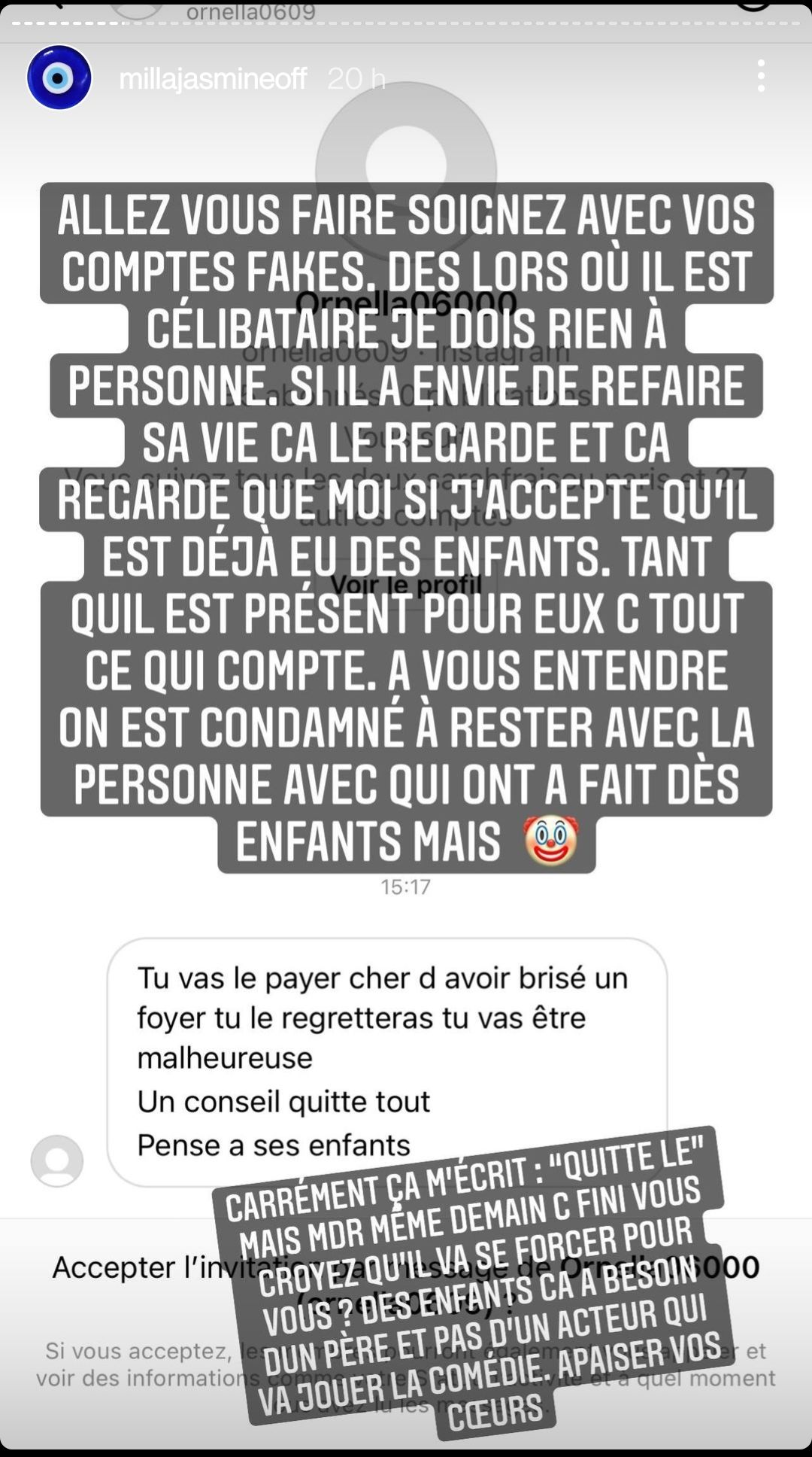  Milla Jasmine prend la parole au sujet des rumeurs sur sa relation avec Lorenzo @Instagram