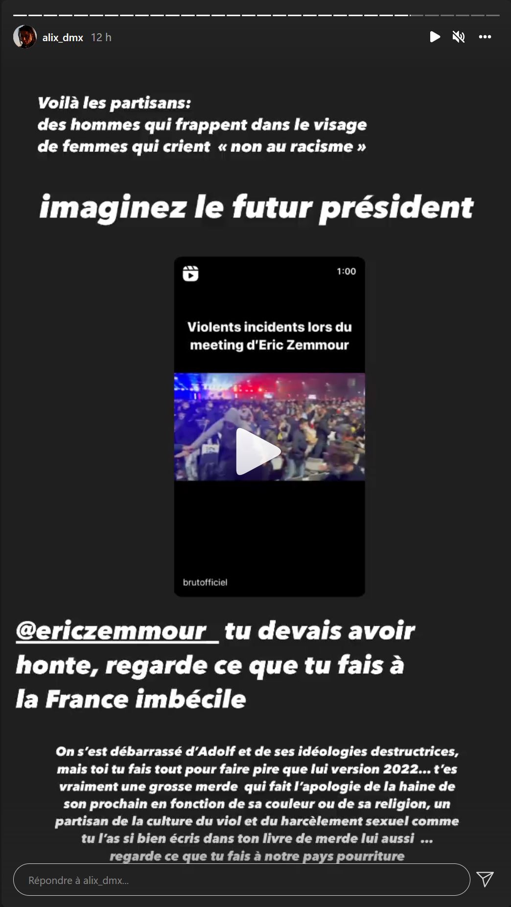  Eric Zemmour durant son meeting au parc des Expositions de Villepinte le dimanche 5 décembre 2021 @Twitter