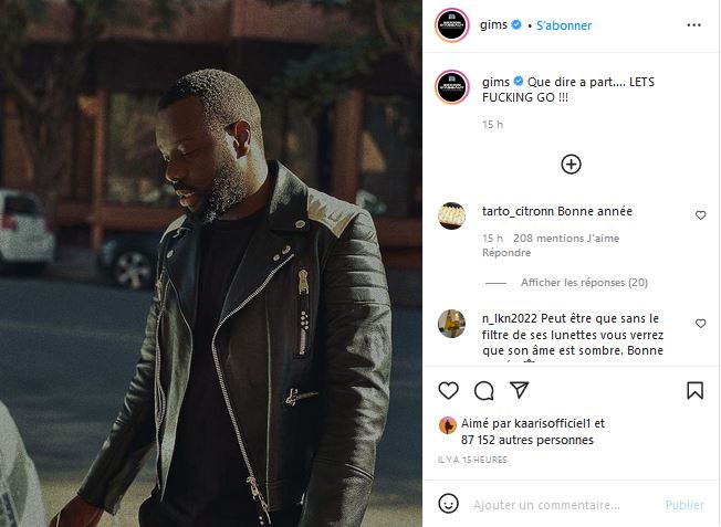 Gims pose sans ses lunettes de soleil sur Instagram et choque les internautes