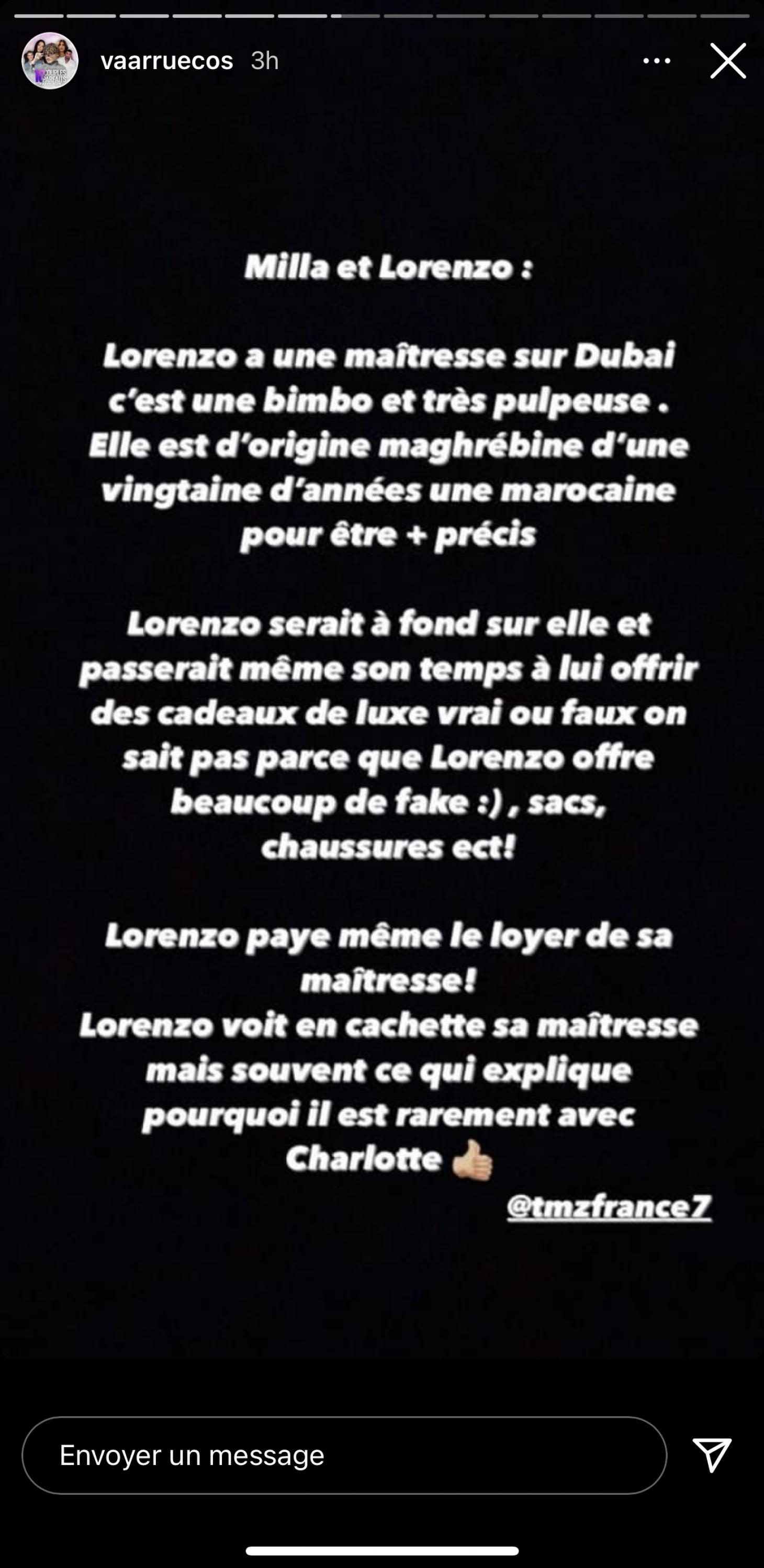 Milla Jasmine : Son compagnon Lorenzo infidèle ? Elle pousse un coup de gueule