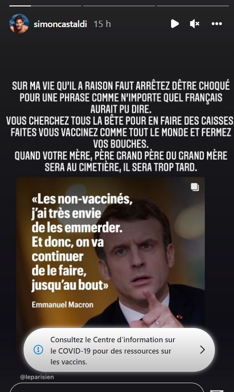 Simon Castaldi réagit aux propos d'Emmanuel Macron... et s'attire les foudres des internautes !