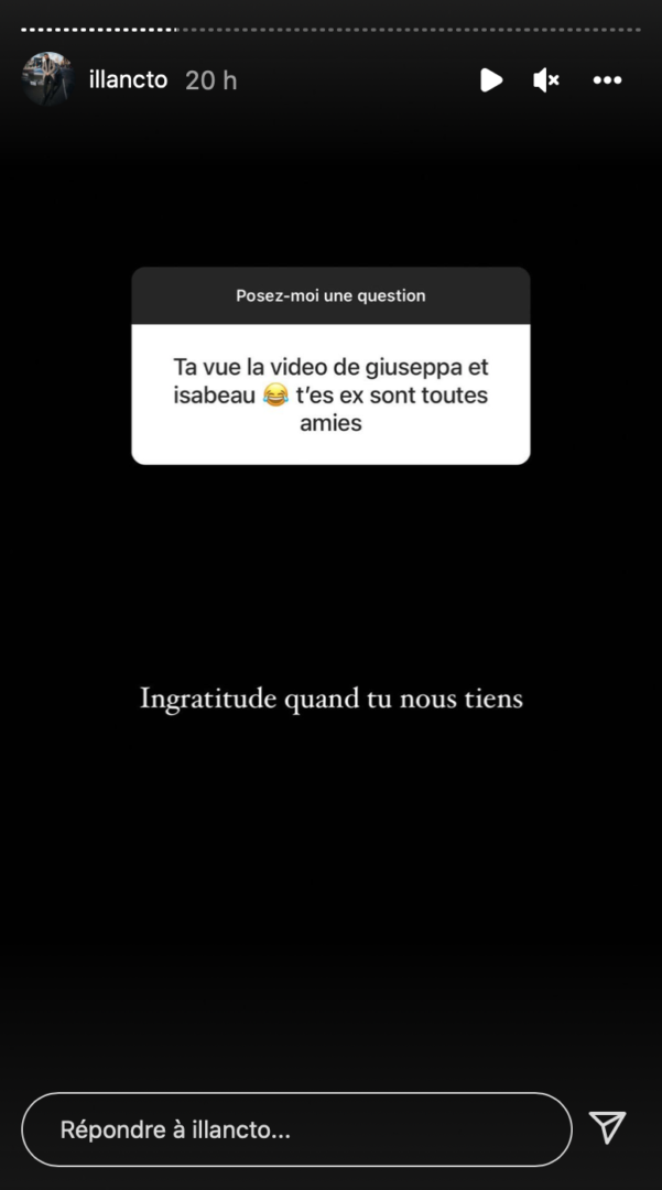  Capture d'écran de la story Instagram d'Illan