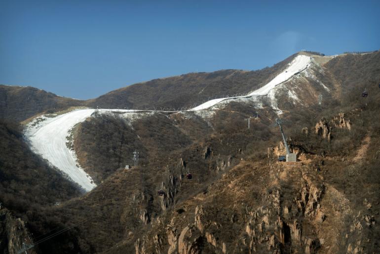  Vue d'une piste de ski en neige artificielle des JO de Pékin