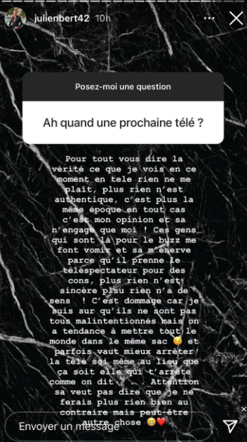  Julien Bert tacle Les Princes et les Princesses de l'amour 5 sur Instagram.
