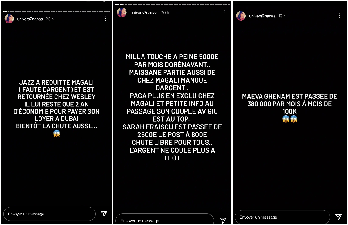  Univers2nanaa balance les salaires de Nabilla et Thomas @Instagram