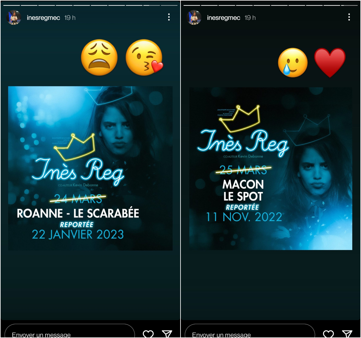  Inès Reg reporte deux dates de son spectacle @Instagram