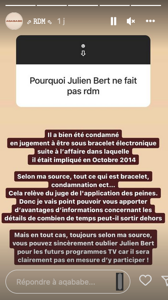  Aqababe fait des révélations sur Julien Bert @Instagram
