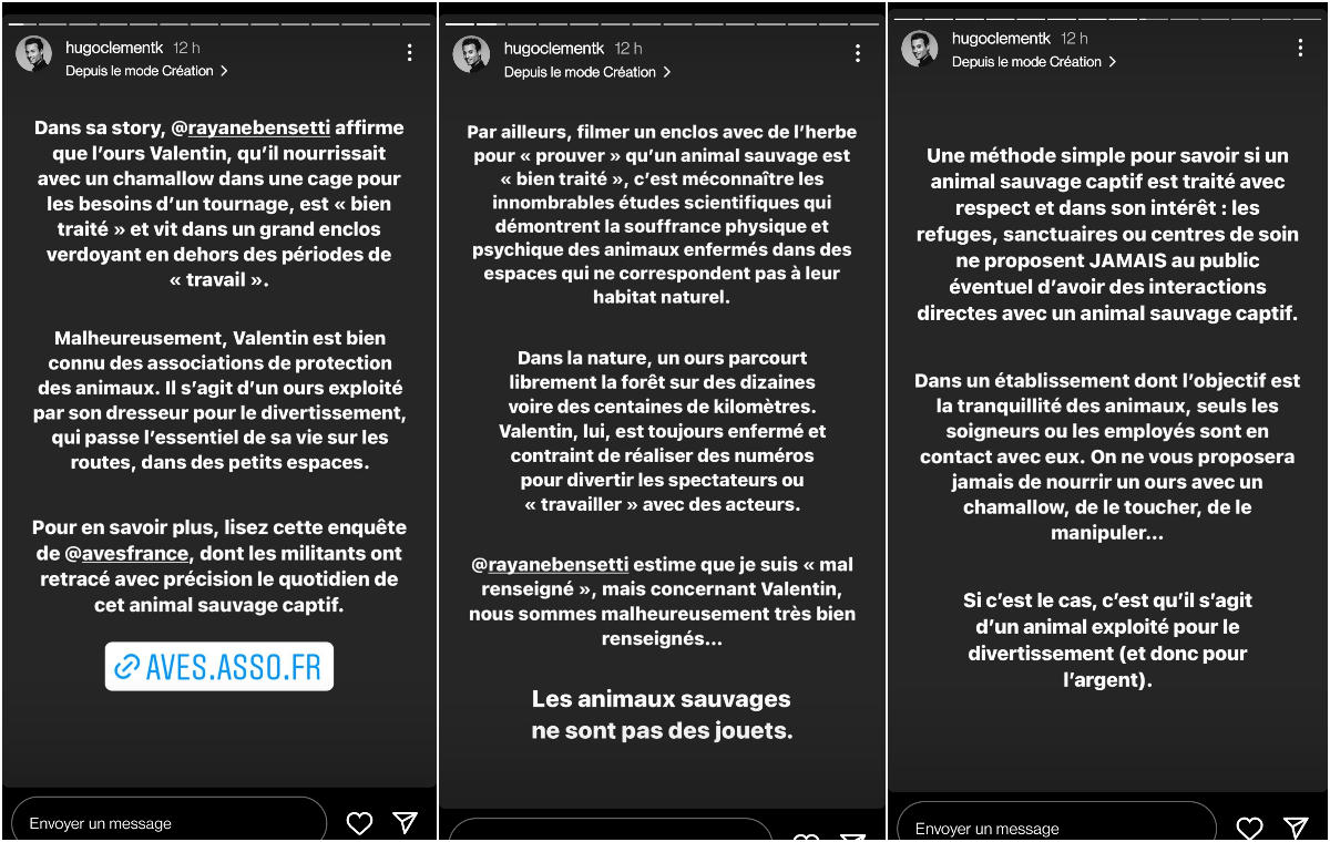  Hugo Clément interpelle Rayane Bensetti @Instagram