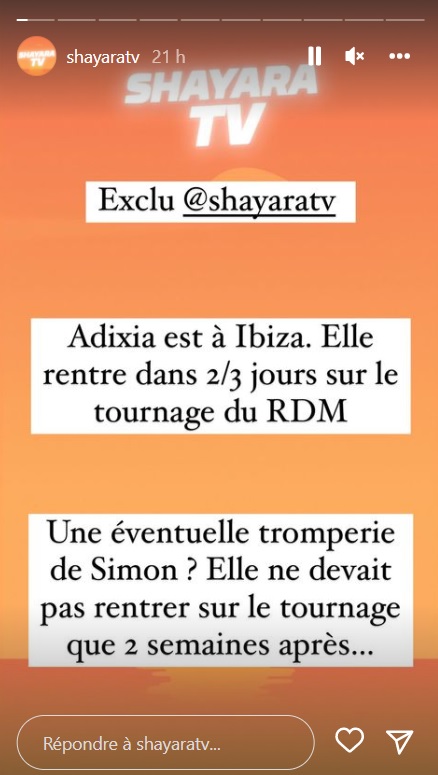 Simon Castaldi infidèle sur le tournage du Reste du Monde ? Adixia débarque plus tôt que prévu