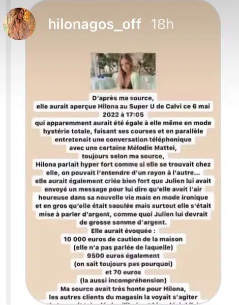  Hilona Gos hystérique ? @Instagram