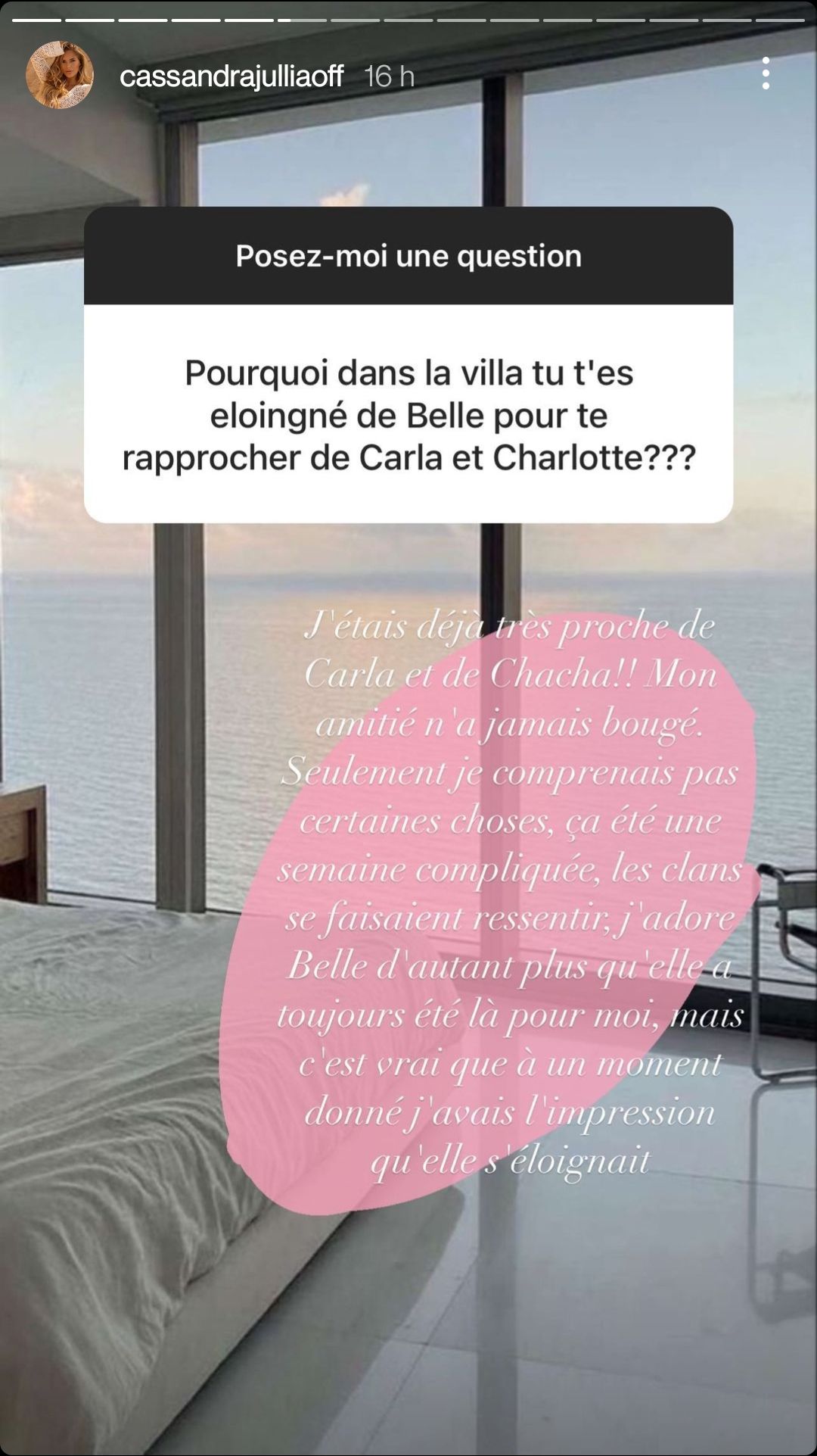 La Villa des Cœurs Brisés 7 : Cassandra en froid avec Belle ? Elle s’explique