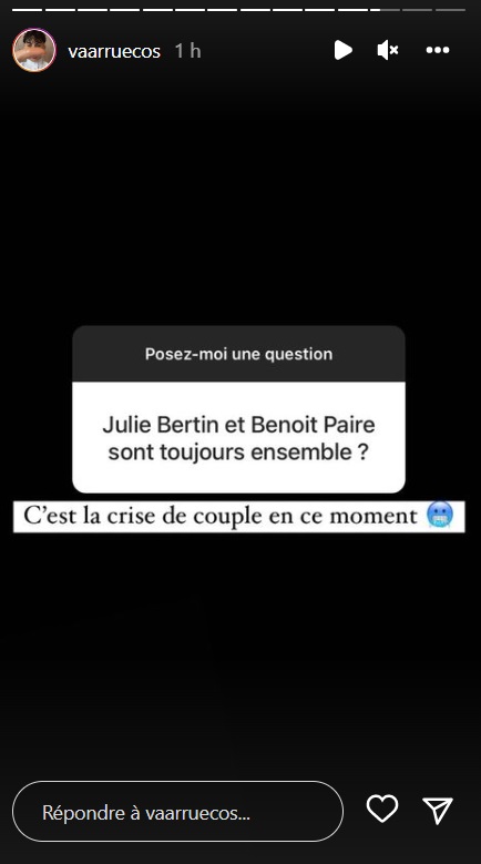 Benoît Paire et Julie Bertin face à une crise de couple ?