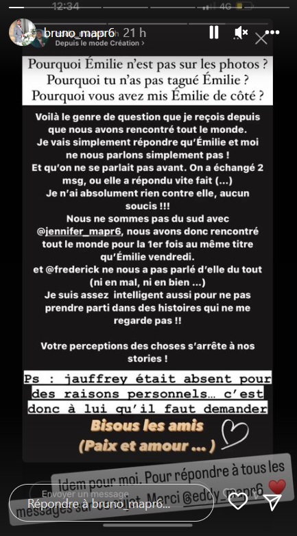 MAPR6 : Emilie mise à l'écart par les autres candidats ? La grosse mise au point de Bruno et Eddy