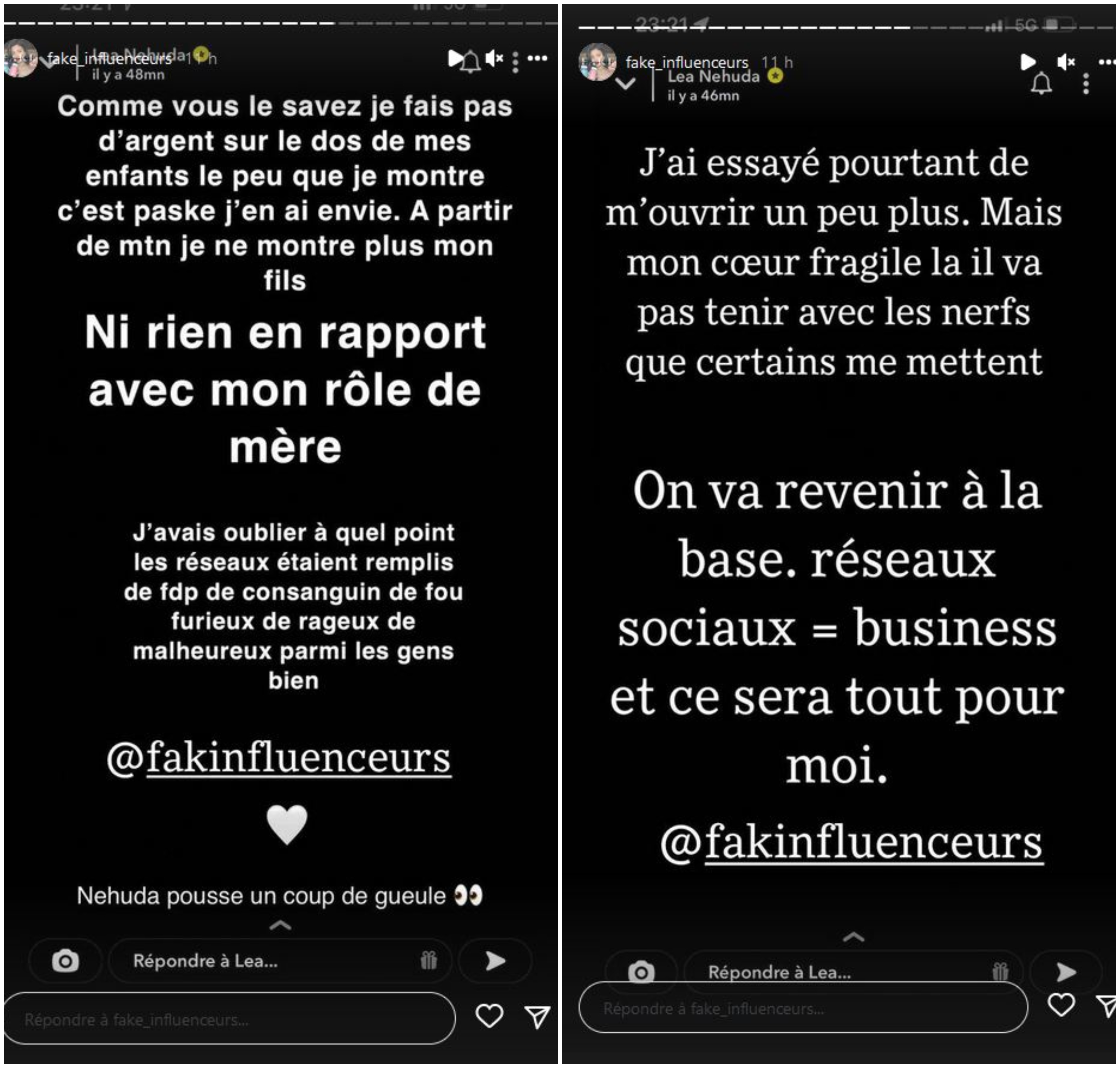  Nehuda pousse un coup de gueule @Instagram