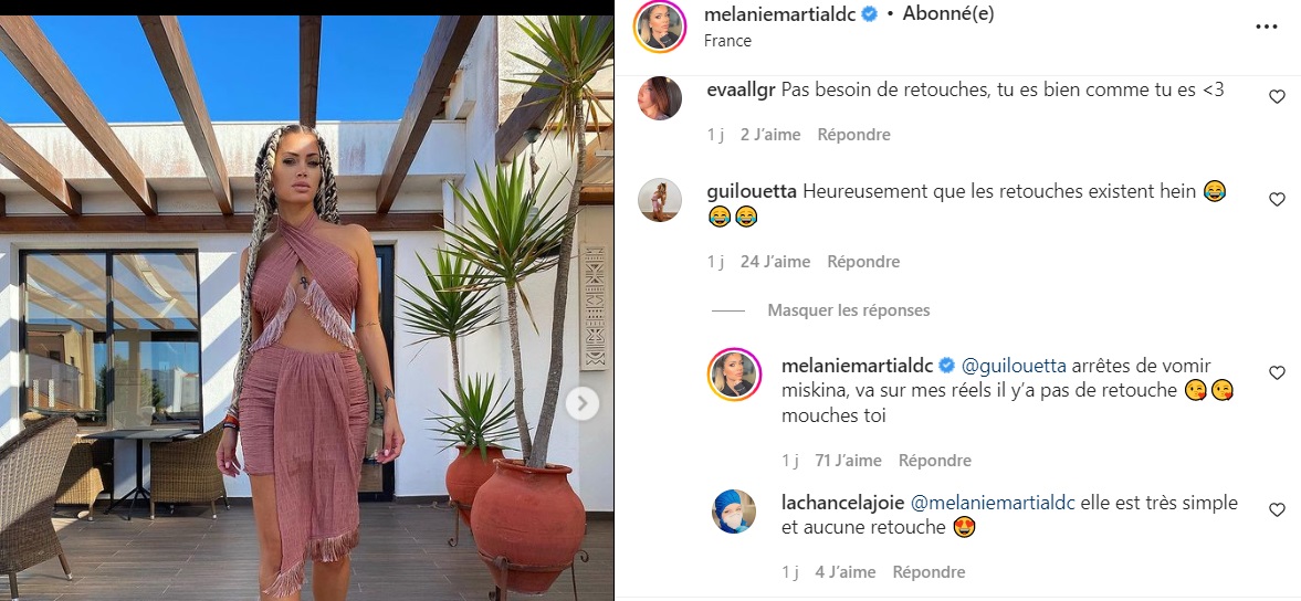 "Arrête de vomir !" : Mélanie Da Cruz recadre une internaute qui l'accuse de retoucher ses photos